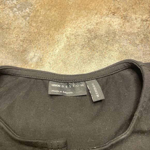 asos design size 4 flaming motorcycle and eagle lace up tanktop concert shirt - Picture 3 of 6